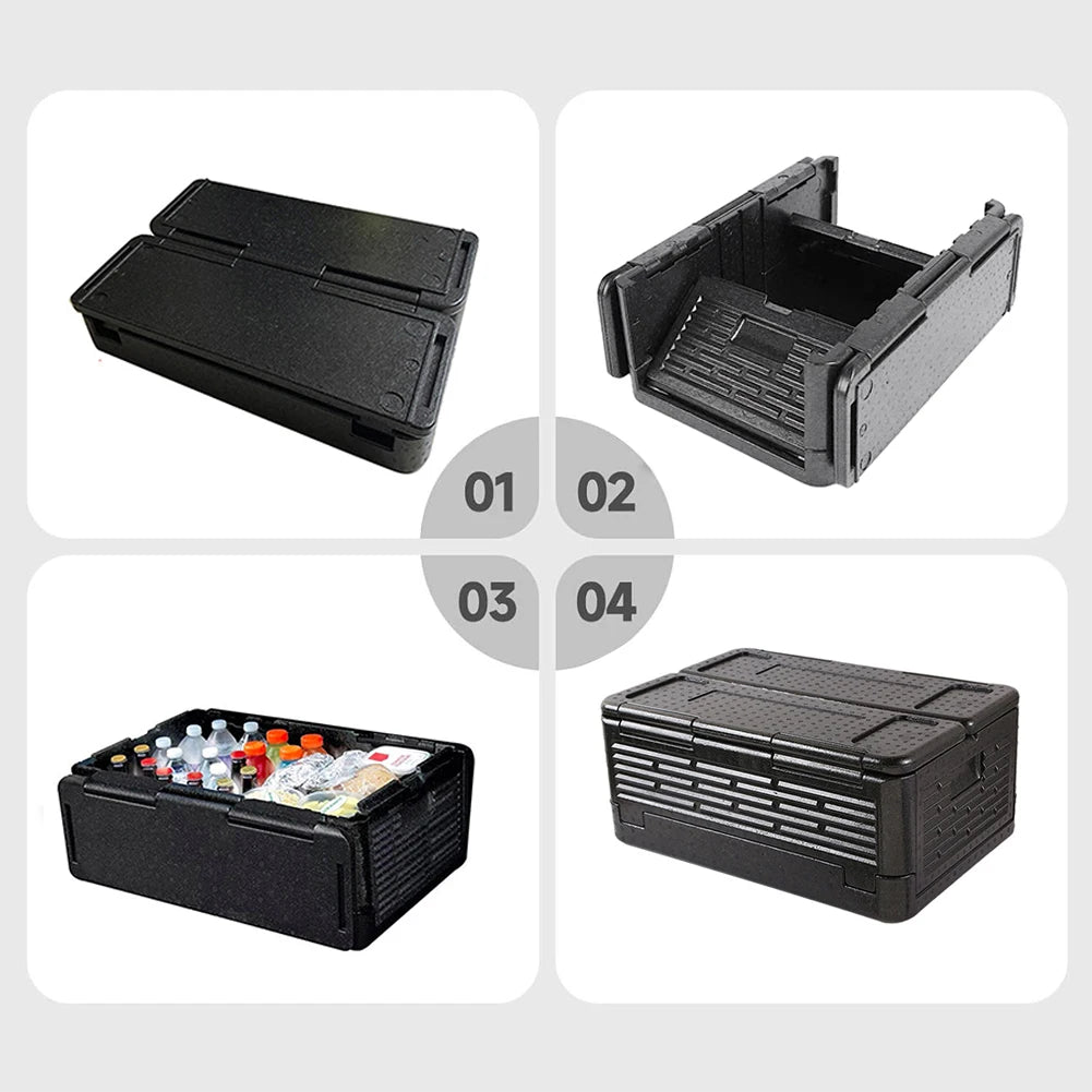 60L Insulated Food Carrier Box EPP Large Capacity Foldable Thermal Insulation Box for Outdoor Camping Picnic 60x40x25cm Zpaxo