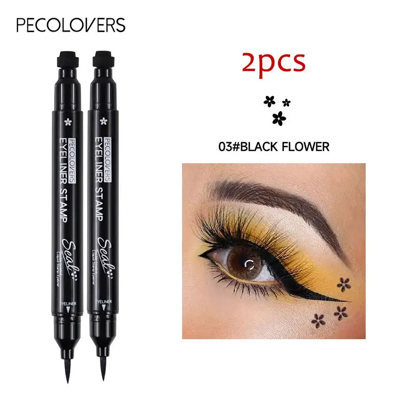 Star Liquid Eyeliner Black Moon Stamp Eye Liner Pencil 2 in 1 Waterproof Long-lasting Easy Applying Eye Eyeliner Pen Makeup Zpaxo 03-2pcs
