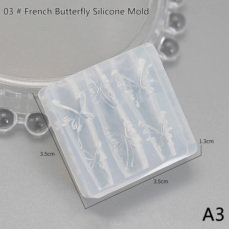 Silicone Flower Butterfly Nail Carving Mold 3D Stamping Plate Nails Zpaxo A3