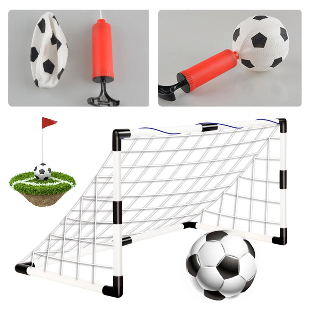 Mini Football Goal Pump Ball Sports Toy Indoor Outdoor Kids Soccer Zpaxo