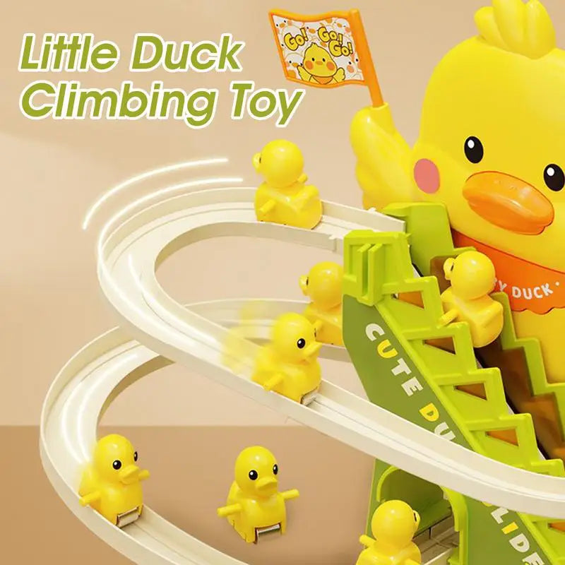 Electric Duck Climbing Stairs Ducks Tracks Slide Toy Set With Music Educational Interactive Animal Cartoon Race Fun For Zpaxo