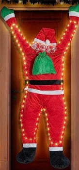 Hanging Santa Claus Outdoor Christmas Decorations Life Climbing Solar