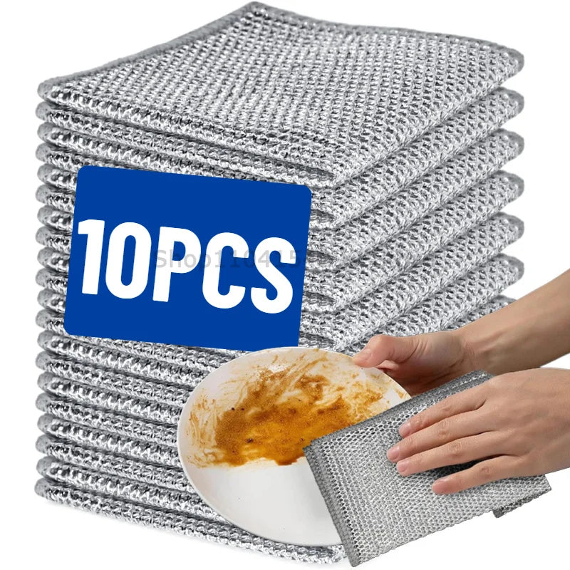 Wholesale Metal Steel Wire Rags Cloth Home Kitchen Pot Pan Dishwashing Double-sided Dishcloth Cleaning Cloths Towel Scrubber Rag Zpaxo