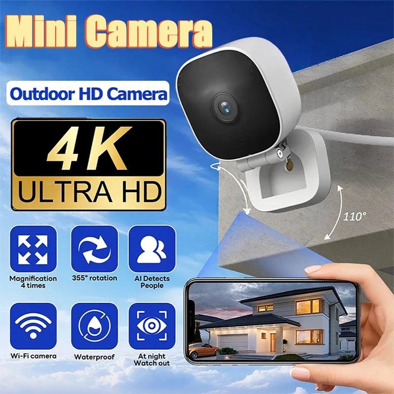 4K Mini Security Camera IP65 Waterproof Full Night Vision Motion