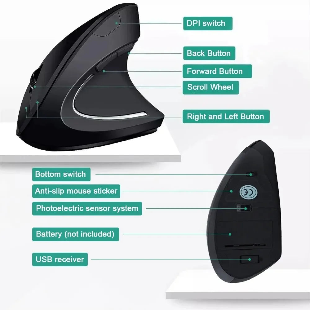 Dual-mode Vertical Mouse Bluetooth 5 0 Wireless Charging Capability Zpaxo