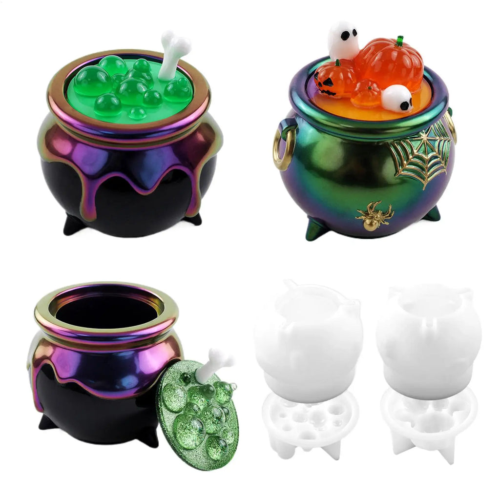Halloween Cauldron Container DIY Epoxy Resin Mold Plaster Storage Box