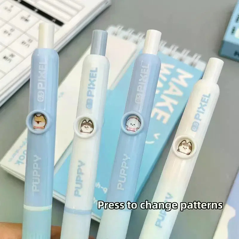 4Pcs Kawaii Dog Pattern Gel Pens 0.5mm Quick-Dry Black Ink-Smooth Writing Retractable Pens Student Stationery Gift Zpaxo