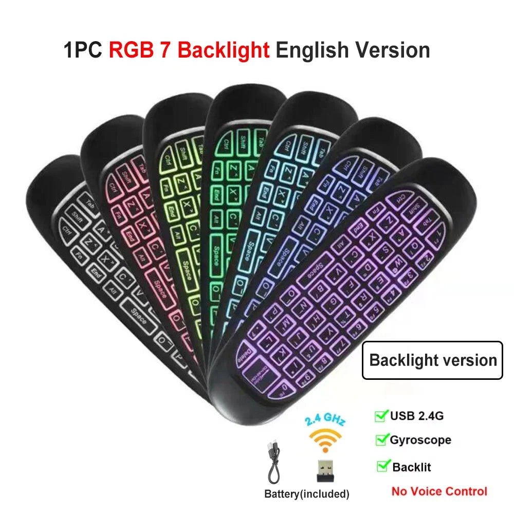 2.4G Wireless Keyboard RGB Backlit Mini RF Keyboard Mouse with Voice Control IR Learning Remote Control for PC TV Laptop Zpaxo Backlight Version