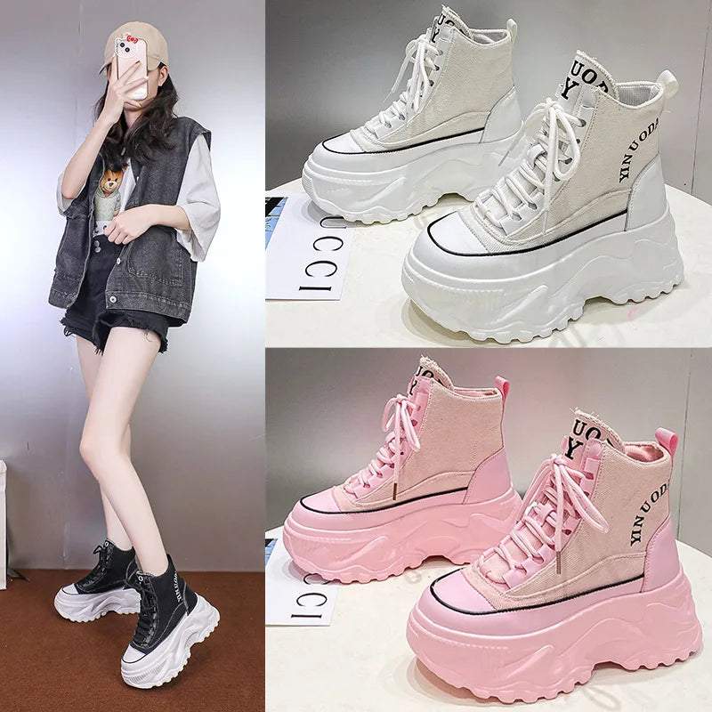 Fashion Chunky Platform Motorcycle Boots Women Autumn Winter Thick Zpaxo
