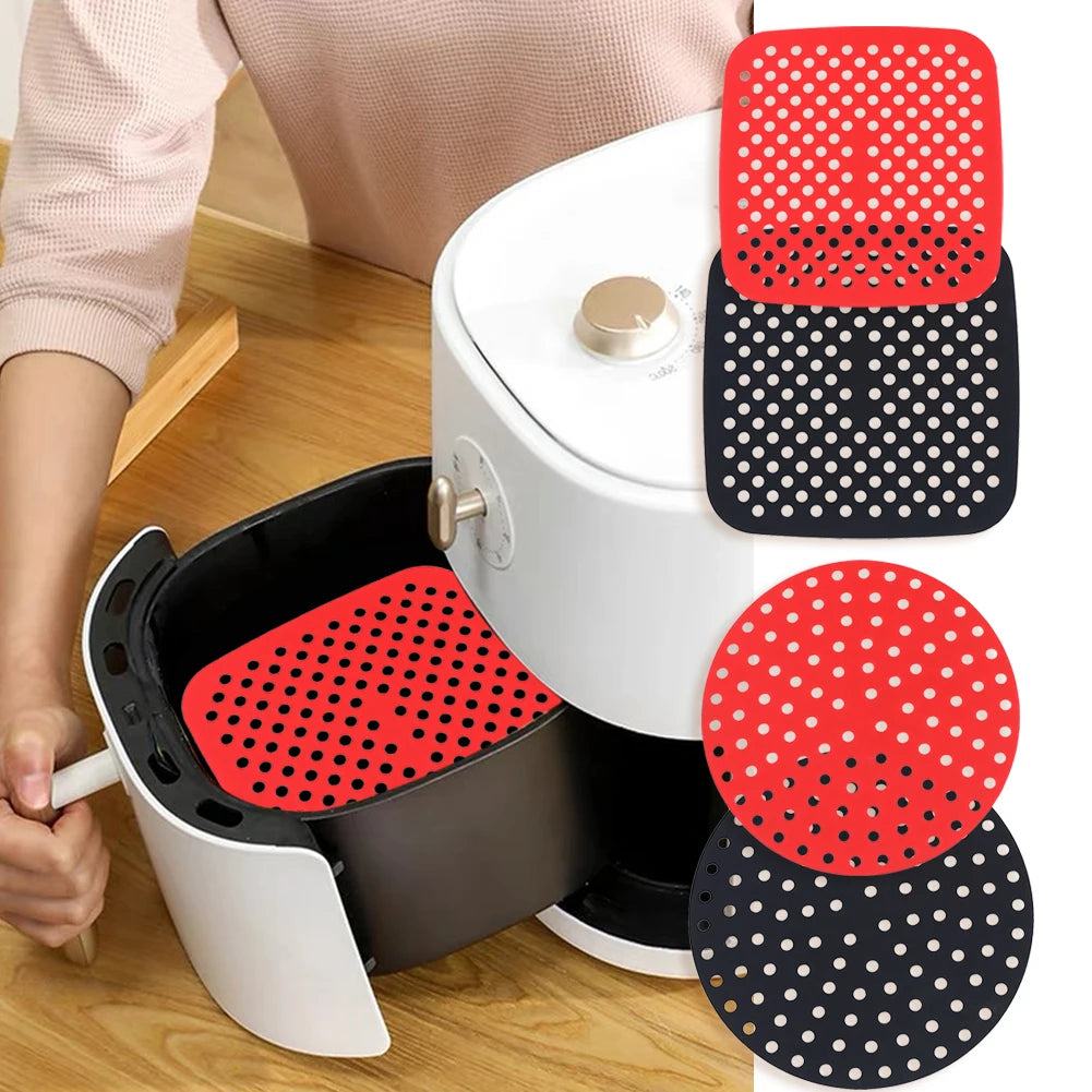 Air Fryer Silicone Liner Mat Reusable Non-Stick Baking Mat Round Square Kitchen Air Fryer Accessories Zpaxo