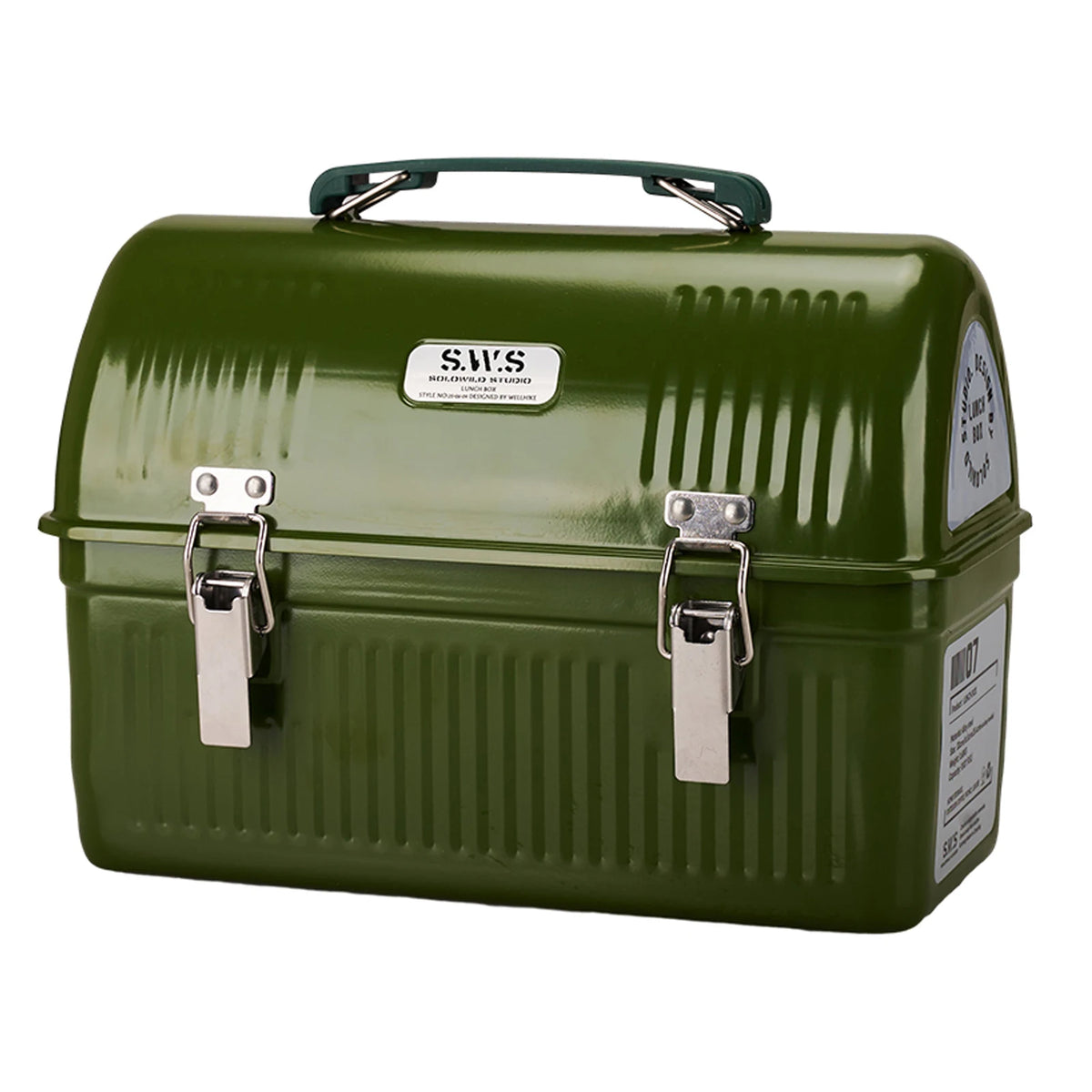 Vintage Metal Lunchbox Handle Latch Picnic Box Retro Containers Zpaxo Retro green