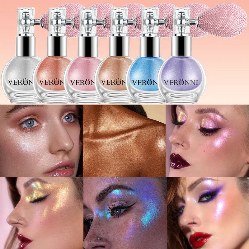 Highlighter Powder Spray Longwear sparkle fairy powder High Gloss Glitter Spray Body Bronzer For Face Body Makeup Cosmetics Zpaxo