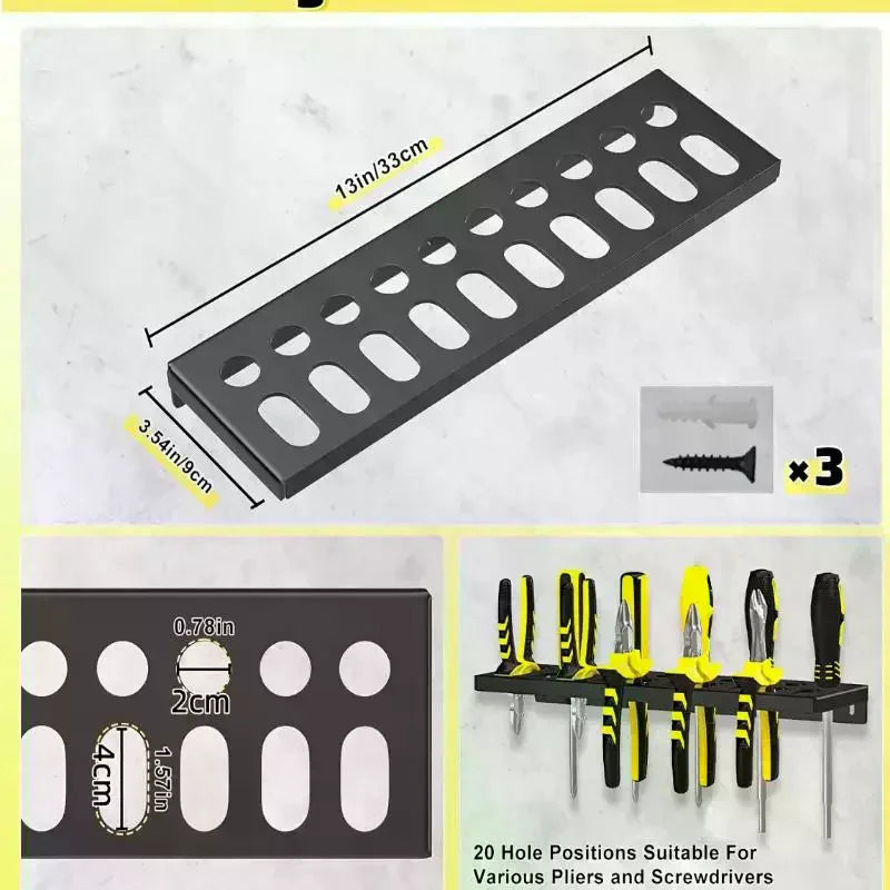 Metal Tool Organizer Wall Mount For Storage Of Screwdrivers, Pliers, Hammers, And Wrenches In Workshop Zpaxo
