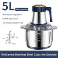 High-quality 5L Stainless Steel Electric Meat Grinder Food Grinder Multi-purpose Vegetable Cutter Baby Food Maker Chopper Mincer Zpaxo EU Plug-C