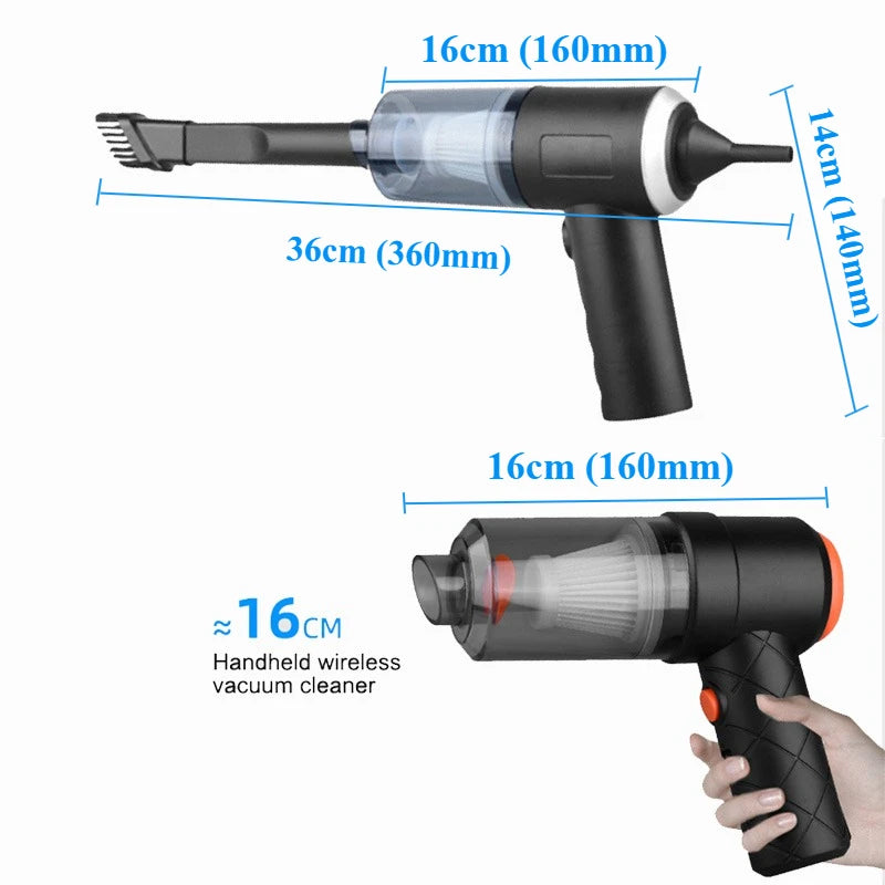 Wireless Car Vacuum Cleaner USB Charging 1200mAh Portable Cleaning Appliance Mini Wet and Dry Blow Vacuum Cleaner Household Zpaxo