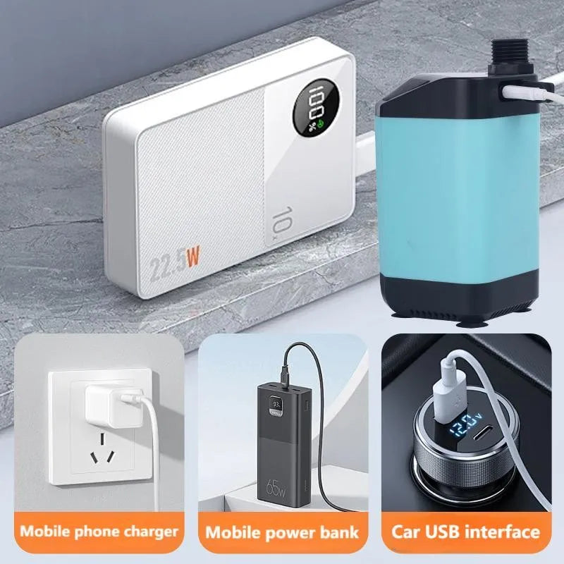Portable Rechargeable Electric Shower Pump USB Powered Waterproof Zpaxo