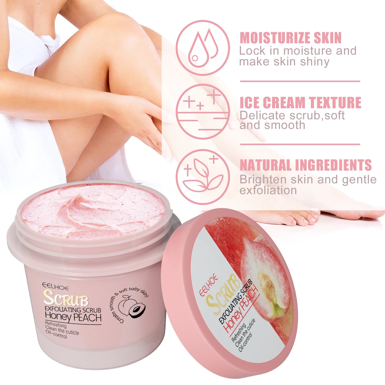 EELHOE Honey Peach Body Scrub Cream – Exfoliate & Glow Body Scrub Cream Zpaxo