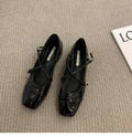 Flat Shoes for Women Spring and Autumn 2025 New Casual Red Shallow Mouth Square Toe Women Shoes Loafers Ladies Shoes Zpaxo black 39