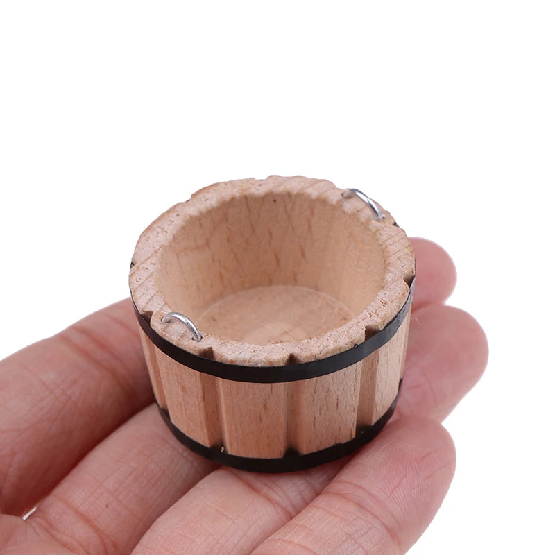 ▶1Pc 1:12 Dollhouse Miniatures Wooden Basin Wooden Barrel Furniture Accessories Zpaxo 1Pc
