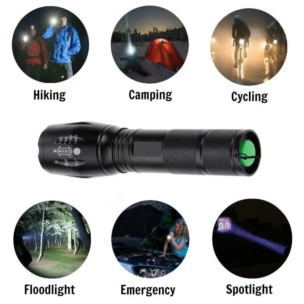 ZHIYU 1200 Lumen LED Flashlight – 5-Mode Zoomable Waterproof Torch