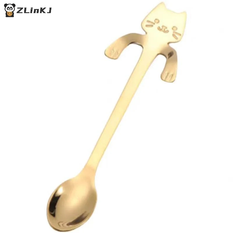 Stainless Steel Cute Cat Hanging Spoons Smooth Edge Lovely Design Fit Zpaxo