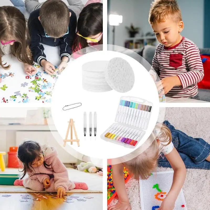 Multifunctional Kids Painting 3D Drawing Canvas Sponge 12-Color Set With Water Brush Tools And Easel For Kids Home Family Adults Zpaxo