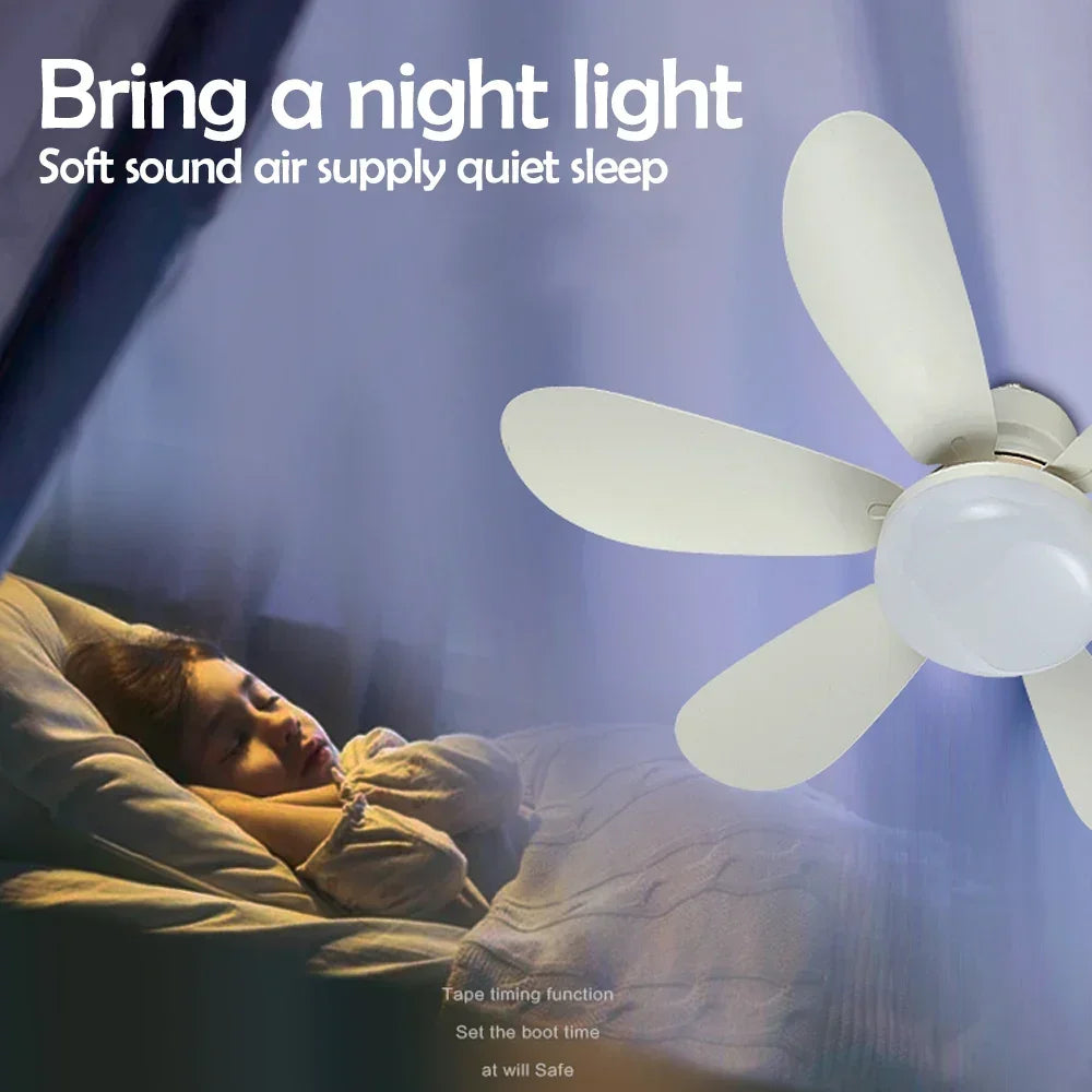 Home LED Ceiling Fan Light E26 E27 Base 3-colour Adjustable Wireless Remote Control 52CM Ceiling Fan Lamp for Bedroom Living Zpaxo