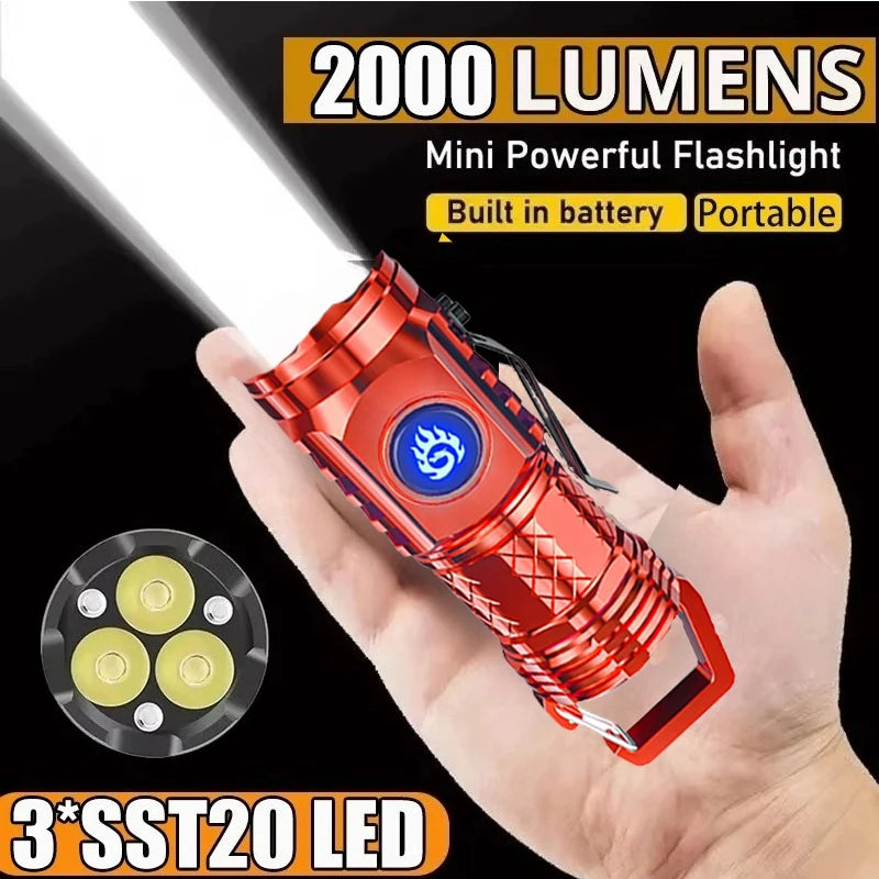 Type-C Rechargeable Waterproof Mini LED Flashlight – 3 LED