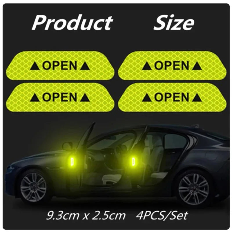 Reflective Car Door Safety Warning Stickers – 4 to 16 Pack