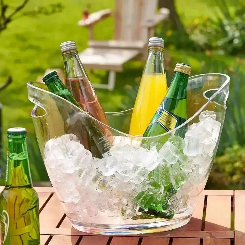New 4L/8L Clear Plastic Ice Cube Storage Bucket or Champagne Bottles Ice Cooler Bar Decor for Home Kitchen Bar Cafe Use Zpaxo