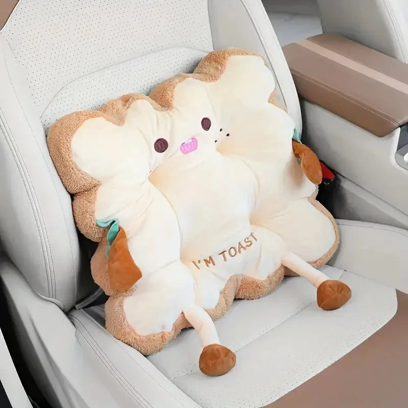 Comfy Cartoon Toast-shaped Seat Back Cushion Washable Anti-fatigue