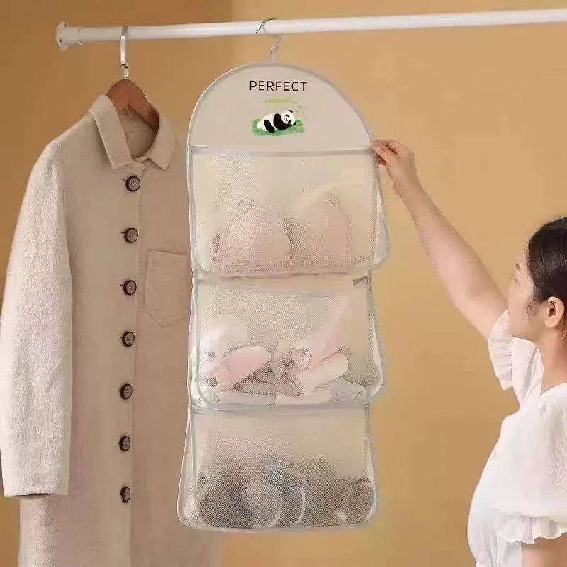 Large Capacity Storage Net Dormitory Wardrobe Socks Underwear Hanging Bag Multilayer Breathable Mesh Pocket Door Storage Bags Zpaxo