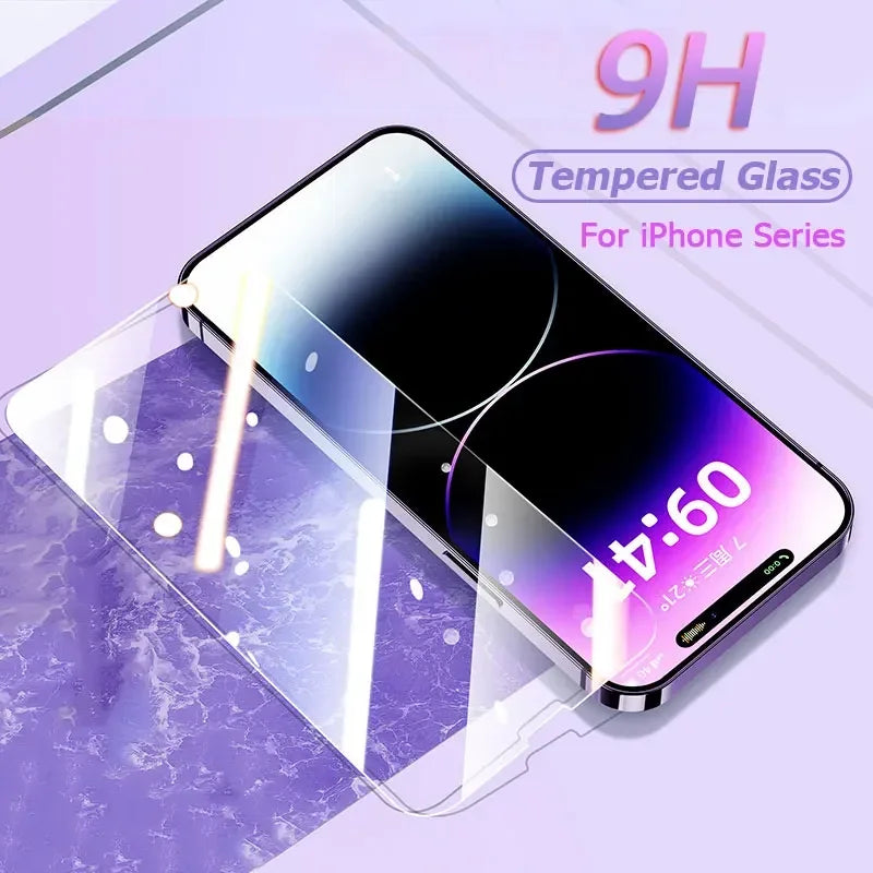 1- Tempered Glass IPhone 17 16 15 14 13 12 11 Max Mini Screen