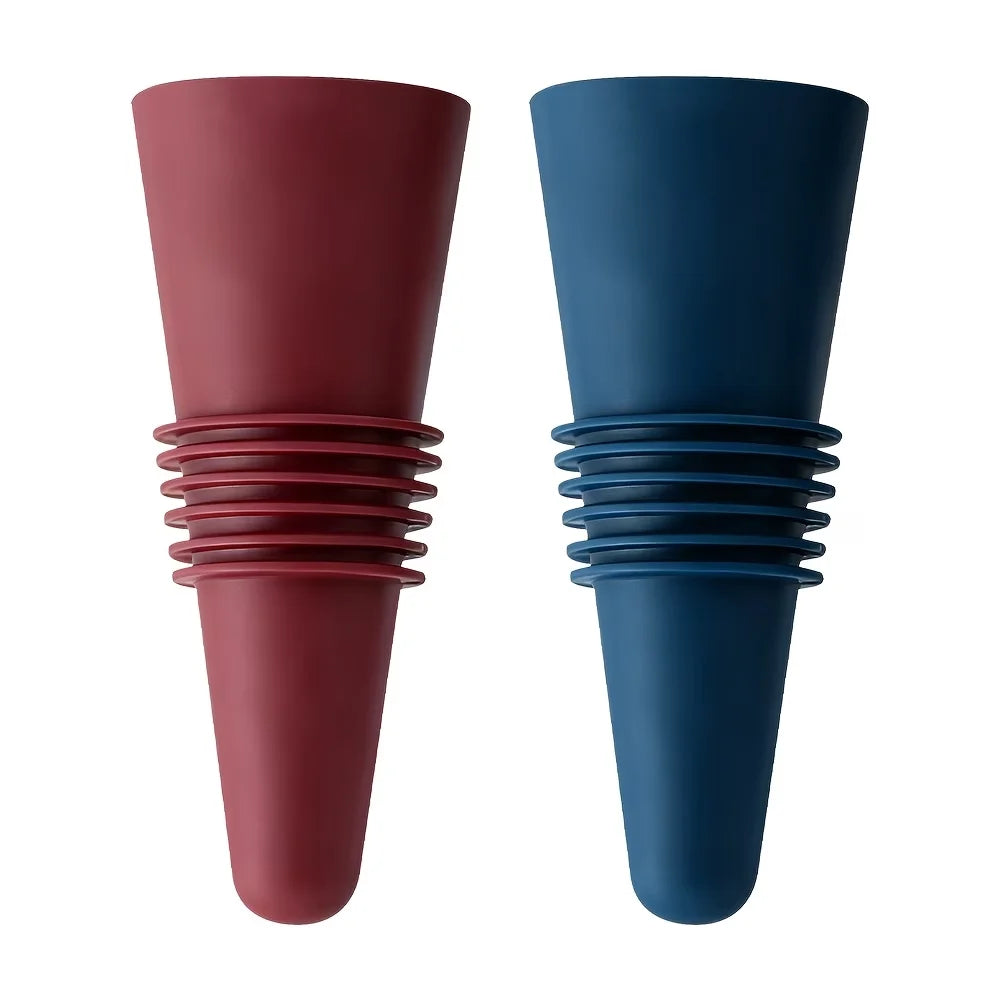 Wine Stoppers Beverage Bottle Sealer Soft Silicone Corks Grip Keeping Zpaxo Red blue