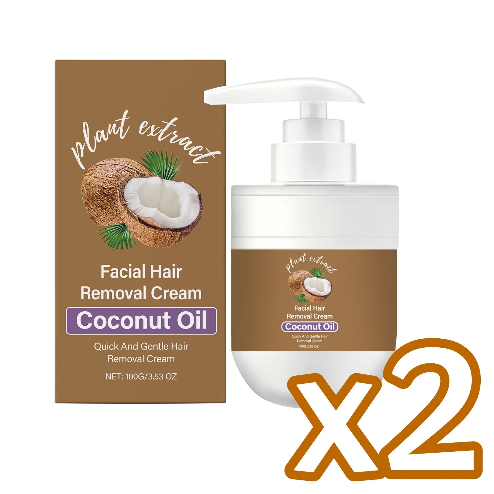 Coconut Hair Removal Cream – Painless & Gentle Depilatory Hair Removal Cream Zpaxo 100g Boxed x 2