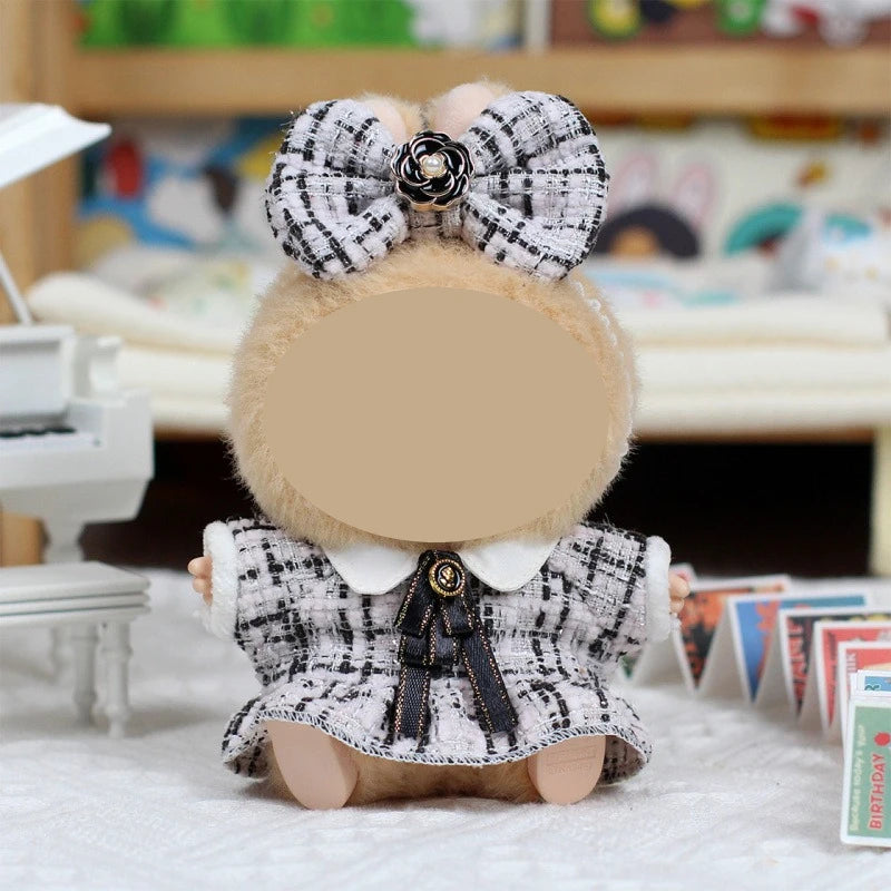 Labubu Black & White Plaid Dress Set – DIY Mini Doll Clothes Doll Clothing Set Zpaxo PURPLE