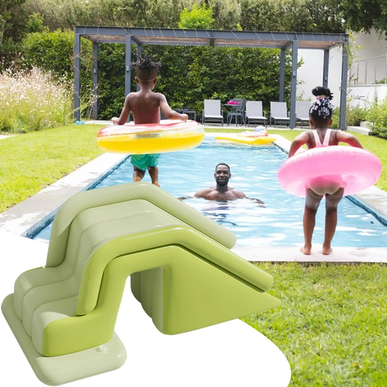 Blow Up Slide Foldable Pool Non-slip Family Gatherings Ramp Boy Girl Zpaxo