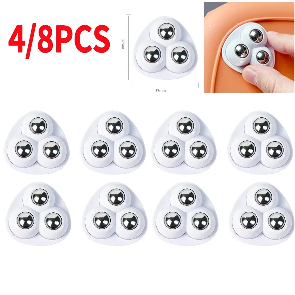 4pcs Paste Universal Wheel No Noise Self Adhesive Universal Pulley Rotating Wheels for Trash Can Bottom Kitchen Small Appliances Zpaxo White Steel 4PCS