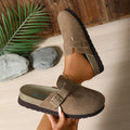 Summer 2026 Round Closed Toe Women's Vintage Comfortable Mid Heel Zpaxo camel 41