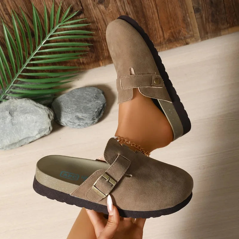Summer 2026 Round Closed Toe Women's Vintage Comfortable Mid Heel Zpaxo camel 41