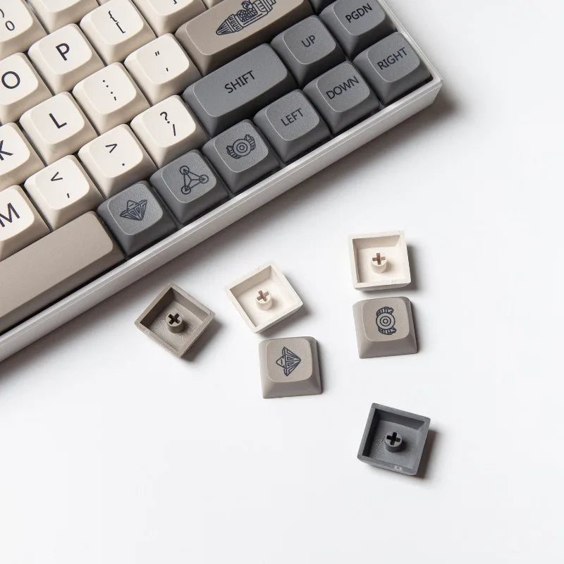 XDA Profile 133 PBT Keycap DYE-SUB Personalized Minimalist White Gray Zpaxo