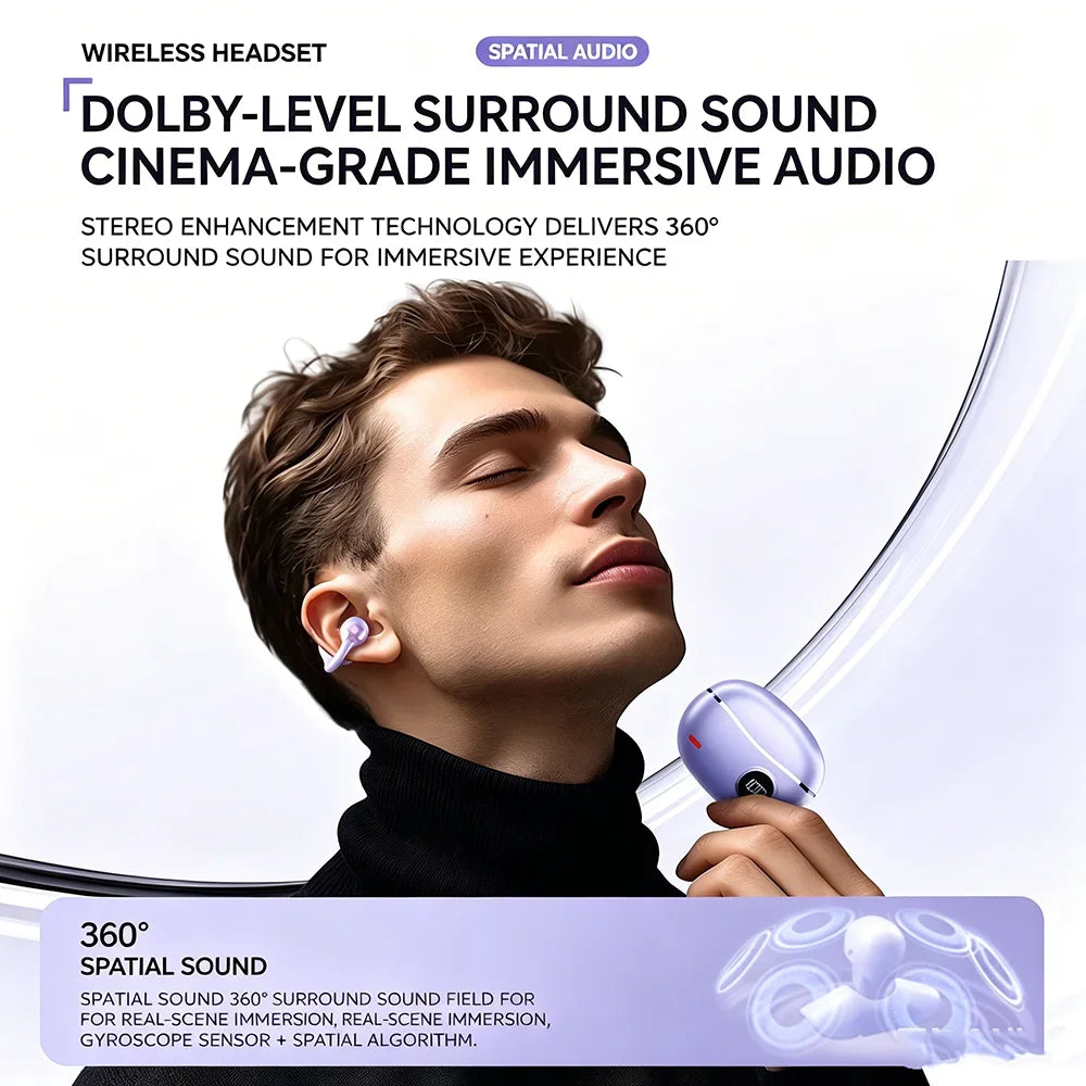 KEBIDUMEI Ear Clip Headphones Open Bluetooth 5 4 Earphones Hifi