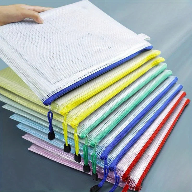 10-Pack Mesh Zipper Pouches A4 A5 A6 Document File Folders Mesh File Pouches Zpaxo