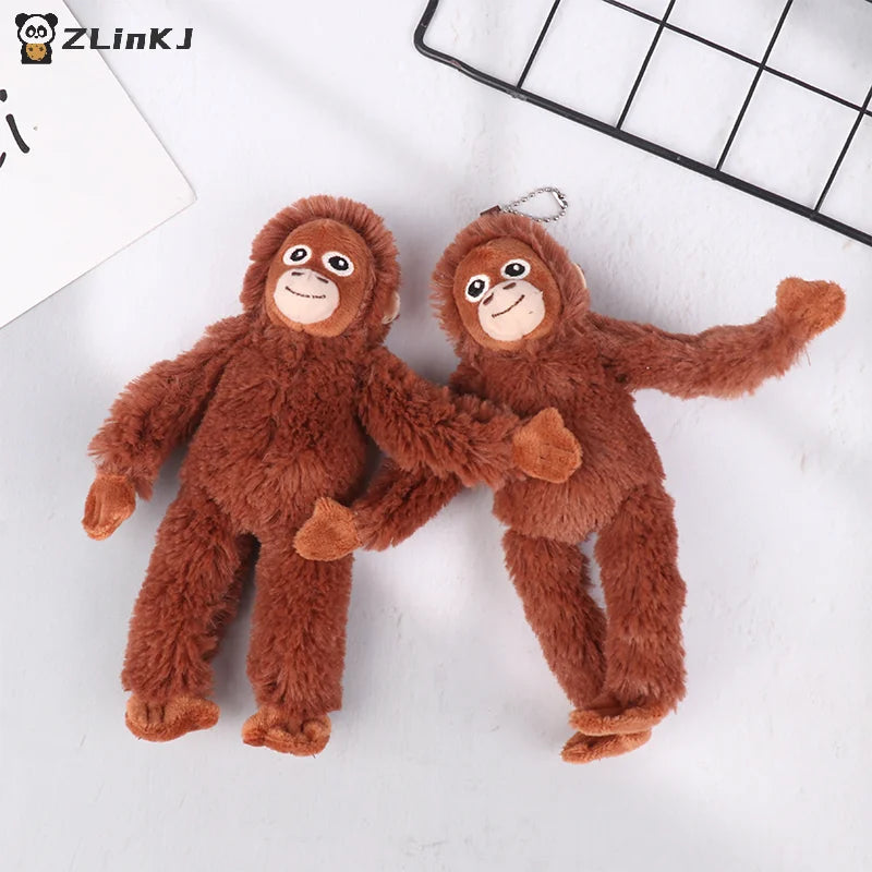 ▶1Pc Cartoon Gorilla Plush Toy Chimpanzees Monkey Pendant Soft Stuffed Doll Keychain Backpack Car Bag Key Ring Zpaxo