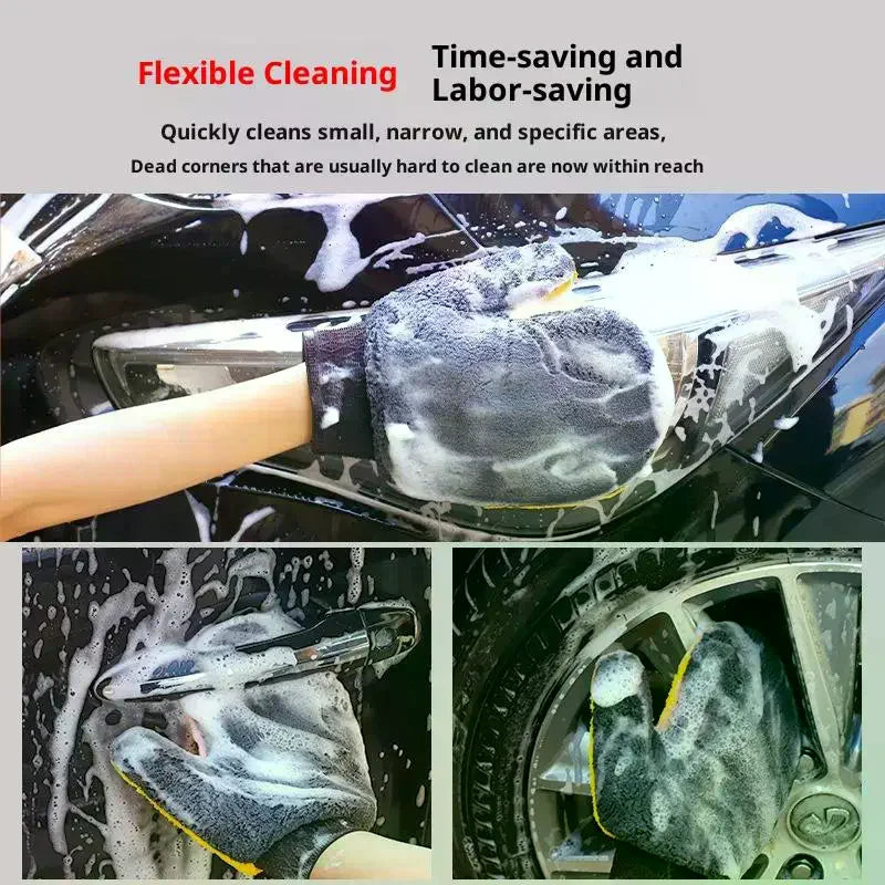 Microfiber Car Wash Glove – Double-Sided Coral Fleece Detailing