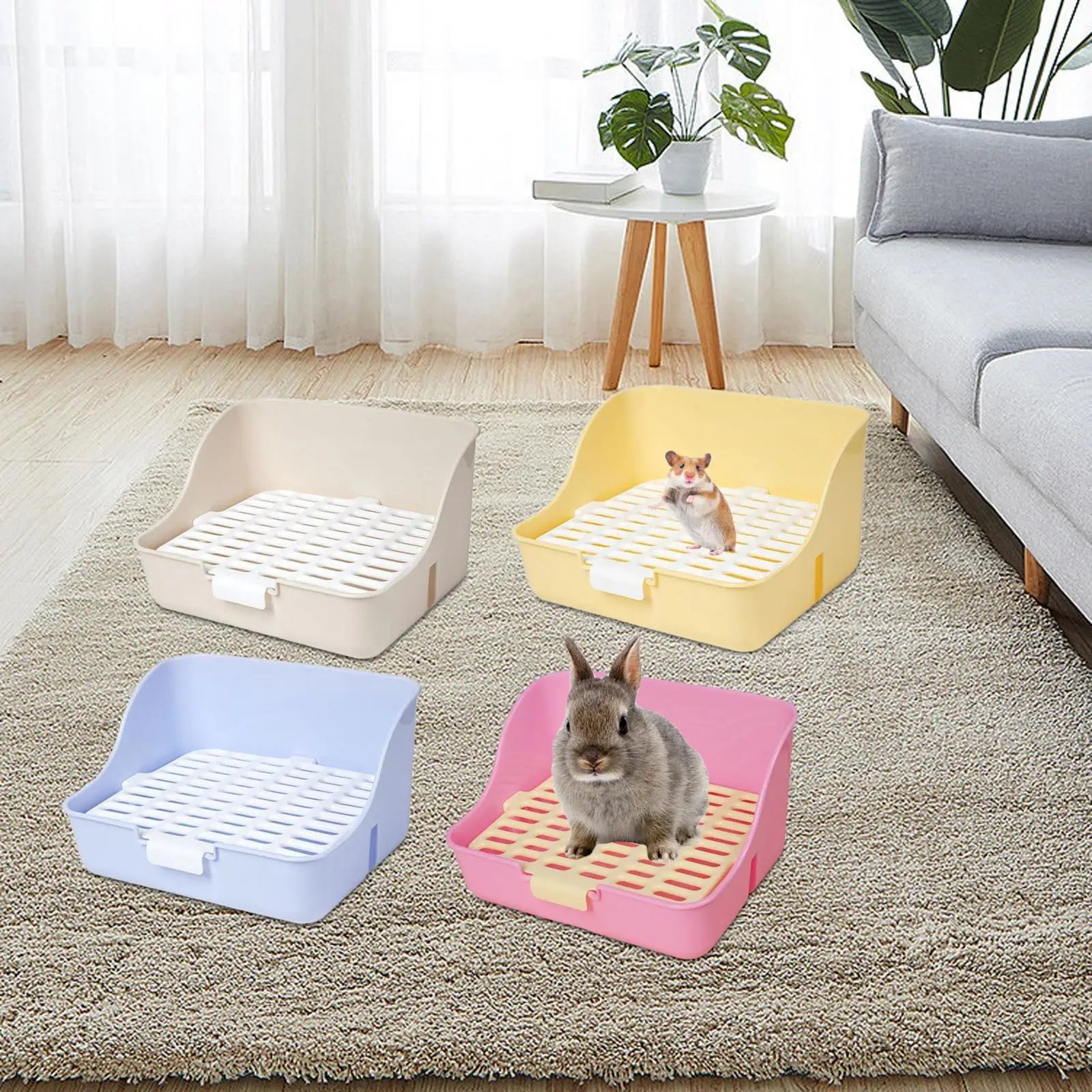 Rabbit Litter Box Detachable Pee Tray Portable Bedpan Pet Toilet for Hamster Small Animals Chinchillas Pet Supplies Bunny Zpaxo