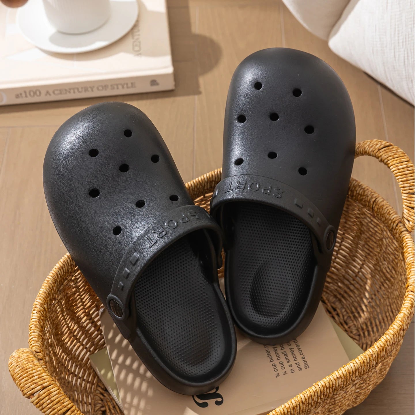 Women EVA Clogs Lightweight Non-slip Slip-on Sandals Strap Breathable Zpaxo black 40-41