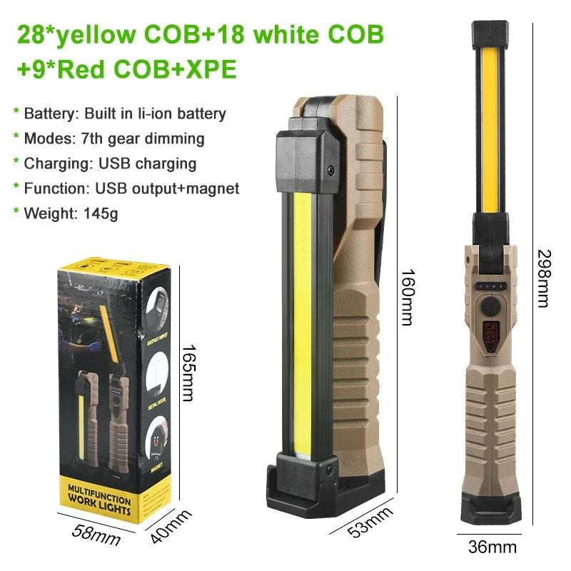 KDULIT 7-Mode COB LED Work Light – Magnetic Foldable Type-C