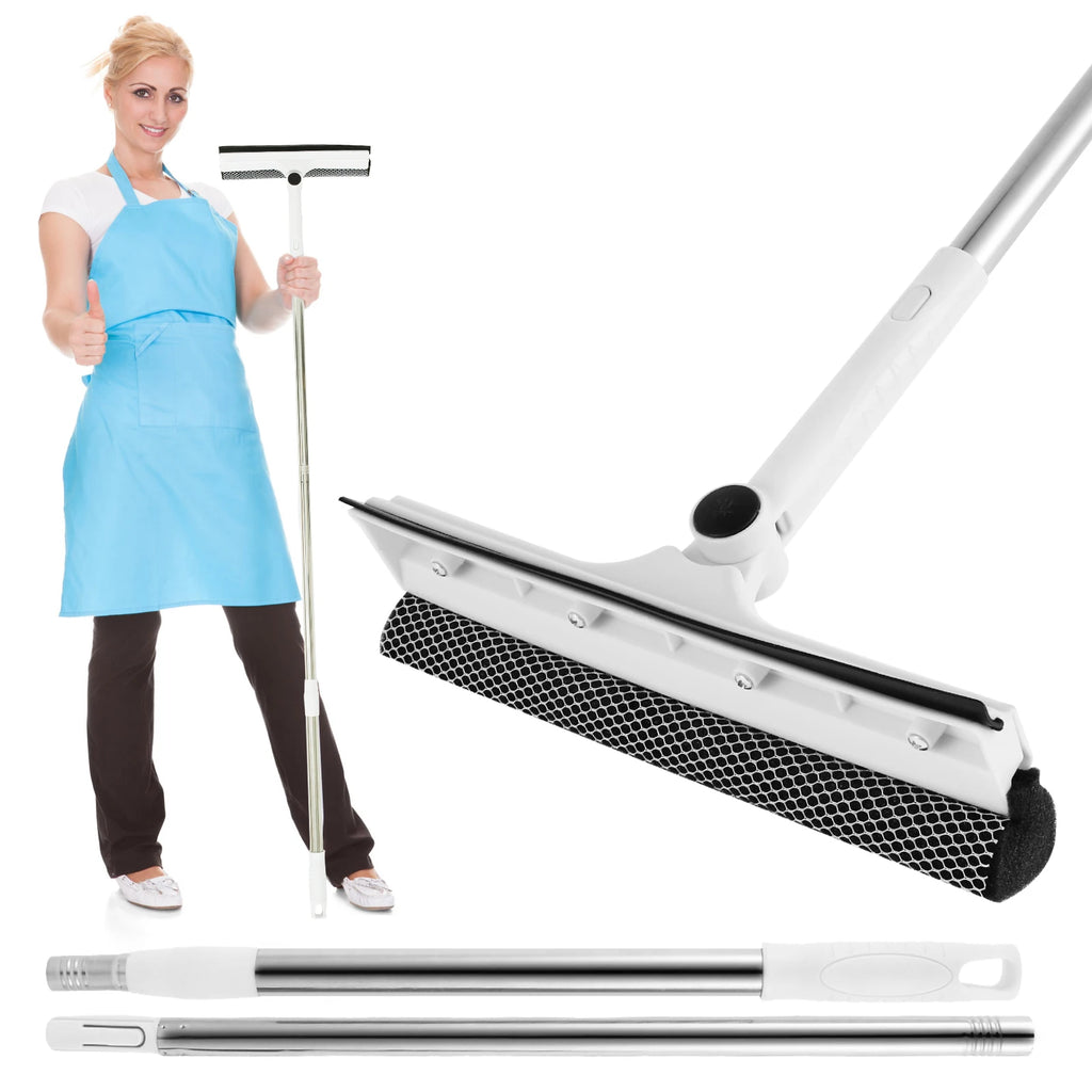 53 Inch Window Cleaner 2-in-1 Sponge Squeegee & Scrubber 180-Degree Rotatable Window with Extendable Outdoor For Glass Mirror Zpaxo