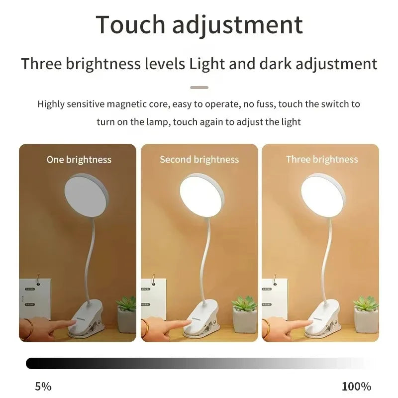 Rechargeable Folding LED Desk Lamp – Touch Dimming, 3 Modes